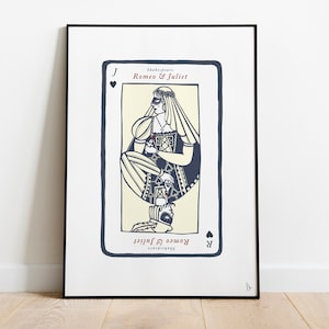 Romeo e Giulietta, Shakespeare: stampa digitale di Shakespeare, carta da gioco, poster letterario, regalo per gli amanti dei libri, formato A4, A3