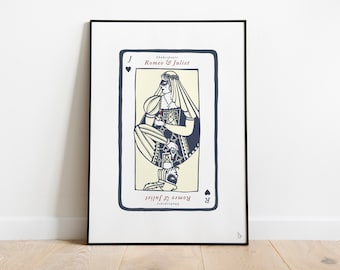 Romeo and Juliet Print: Shakespeare Playing Card Art (A4, A3)