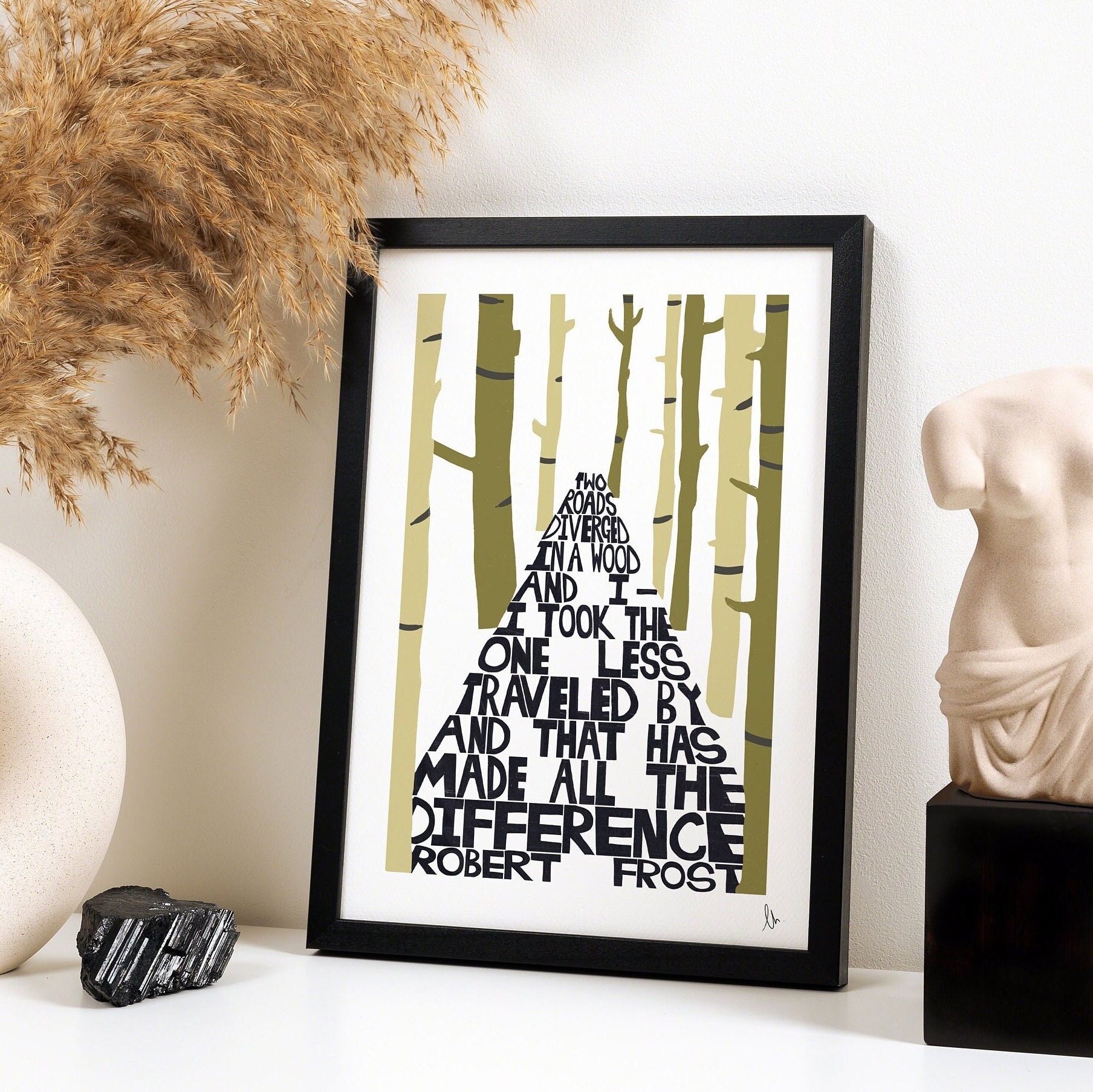 Robert Frost Poem Art Print: The Road Not Taken, Literary Gift (A4, A3)