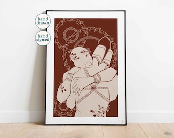 Achilles and Patroclus Print: Greek Mythology Art (A4, A3)
