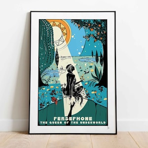 Persephone und Hades, Königin der Unterwelt und Göttin des Frühlings, griechische Mythologie Druck, Götter und Göttinnen Wandkunst, A4, A3, A2