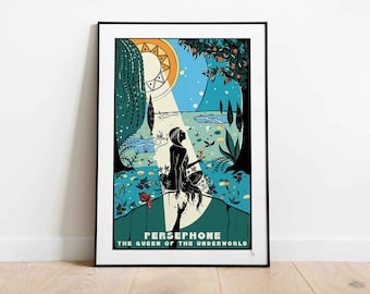 Persephone and Hades, The Queen of the Underworld and Goddess of Spring, Greek Mythology Print, Gods and Goddess Wall Art, A4, A3, A2