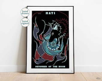Sköll Wolf Print: Norse Mythology, Sun Devourer Art (A4, A3, A2