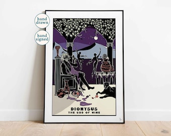 Dionysus Art Print: Greek Mythology, God of Wine Poster (A4, A3, A2)
