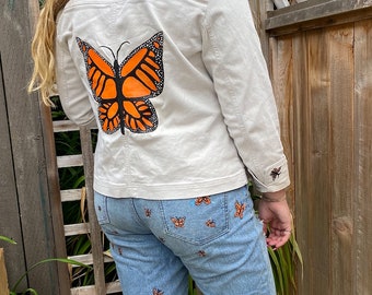 Jaqueta jeans pintada à mão