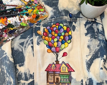 Jaqueta jeans pintada à mão