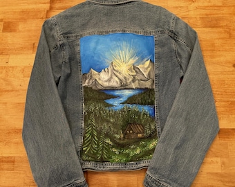 Jaqueta jeans pintada à mão
