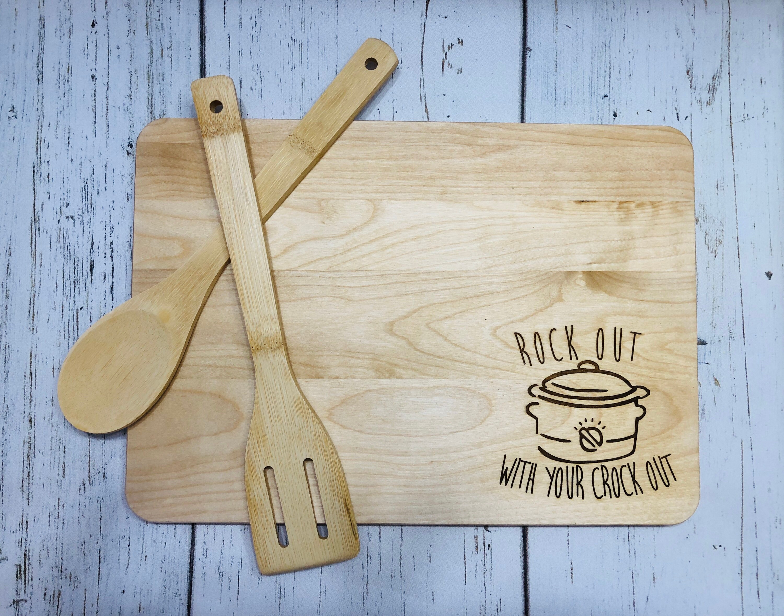 Funny kitchen cutting boards chopping boards rock out Etsy