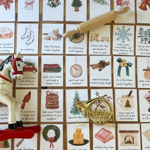 Kleurrijke afdrukbare kerstadventskalender activiteitenkaarten | Vakantieplezier | Activiteiten voor het aftellen van Kerstmis | Bucketlist-kerstkaarten
