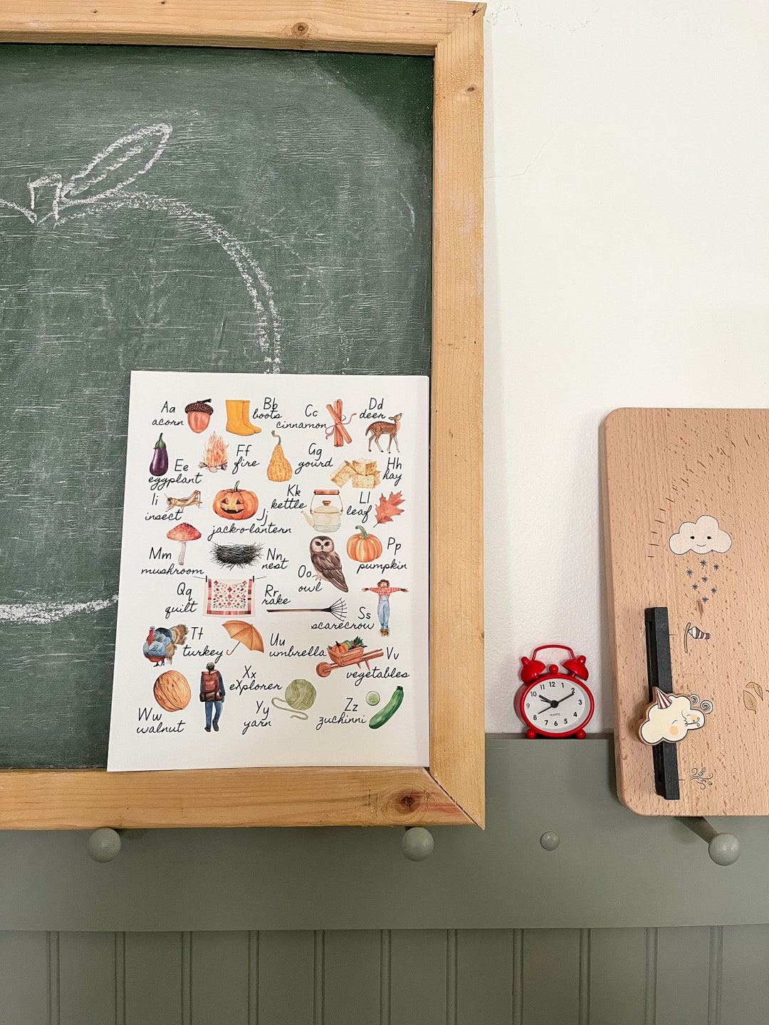 Fall-themed Alphabet Chart for Kids, Printable Educational Decor ...
