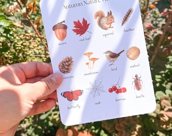 Fall Seasonal Nature Scavenger Hunt Printable, Toddler Outdoor Activity, Nature Activity for Kids, Instant Download