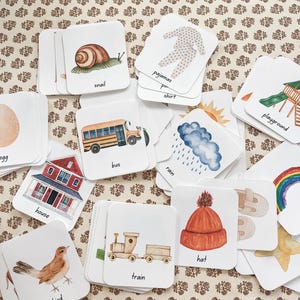 Las primeras palabras del bebé, 60 tarjetas de vocabulario imprimibles, descarga digital educativa para bebés, descarga instantánea imprimible
