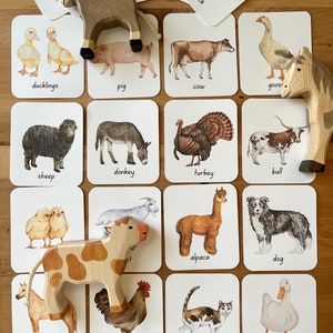 Cartes flash animaux de la ferme imprimables, téléchargement numérique éducatif pour les enfants, ressource imprimable pour préscolaire à la maison en téléchargement immédiat