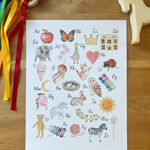 Babymeisje alfabet grafiek decor kinderkamer, afdrukbaar educatief decor, meisje babyshower cadeau, instant download