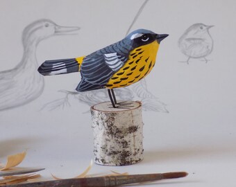 Magnolia Warbler Woodcarving