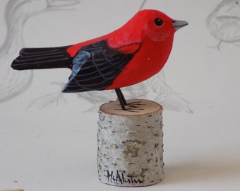 Scarlet Tanager Woodcarving