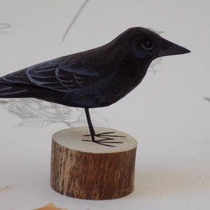 Hand Carved Raven Woodcarving on Birch wood