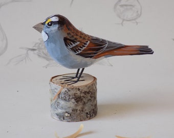 White Throated Sparrow Woodcarving