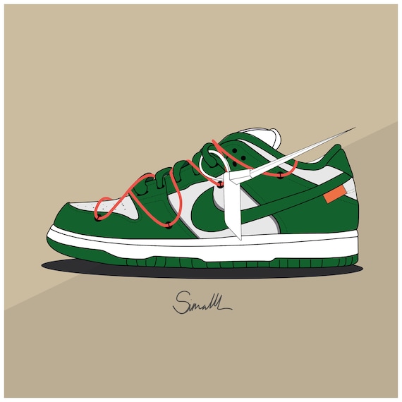 Nike SB Off-White Pine Green Sneaker Digital Print - Etsy España