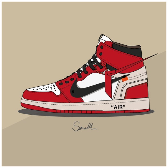 Off-White Jordan 1 Retro Red Wall Art – Hyped Art