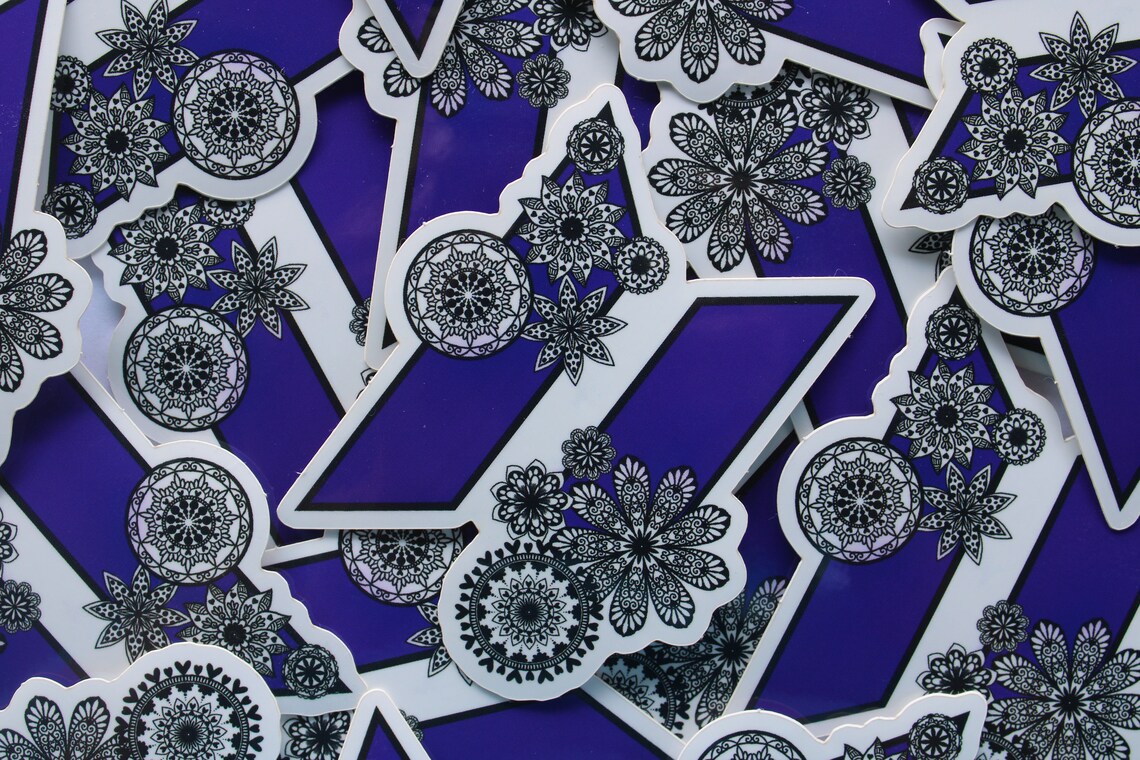 BTS logo sticker with mandala designs purple weather proof | Etsy