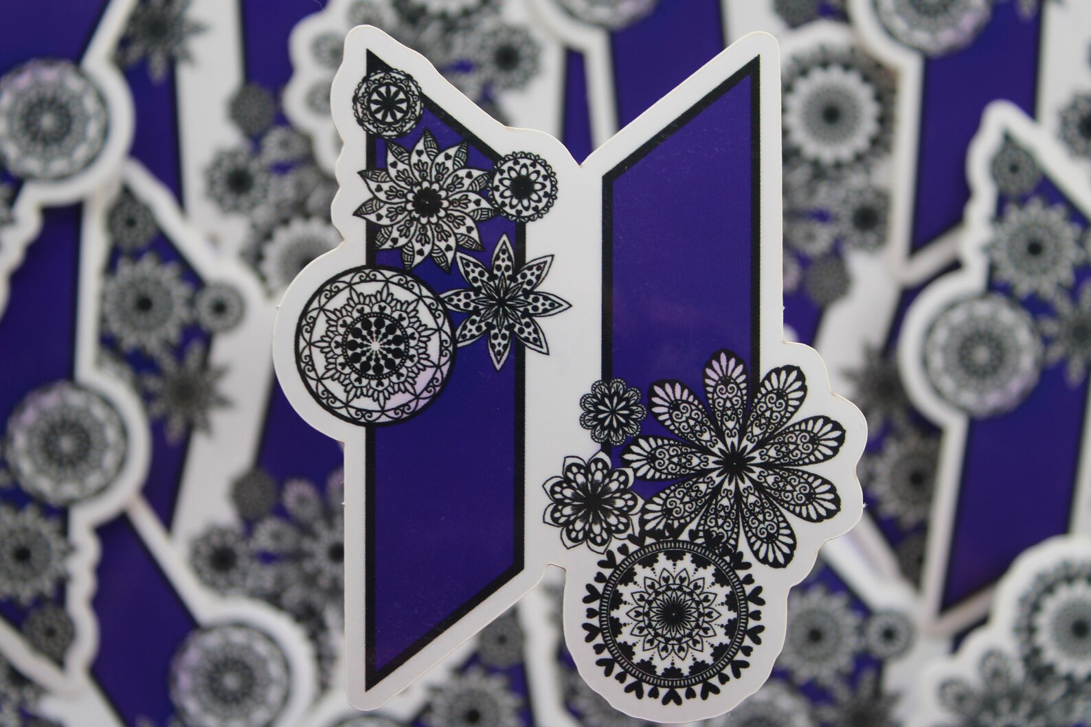 BTS logo sticker with mandala designs purple weather proof | Etsy