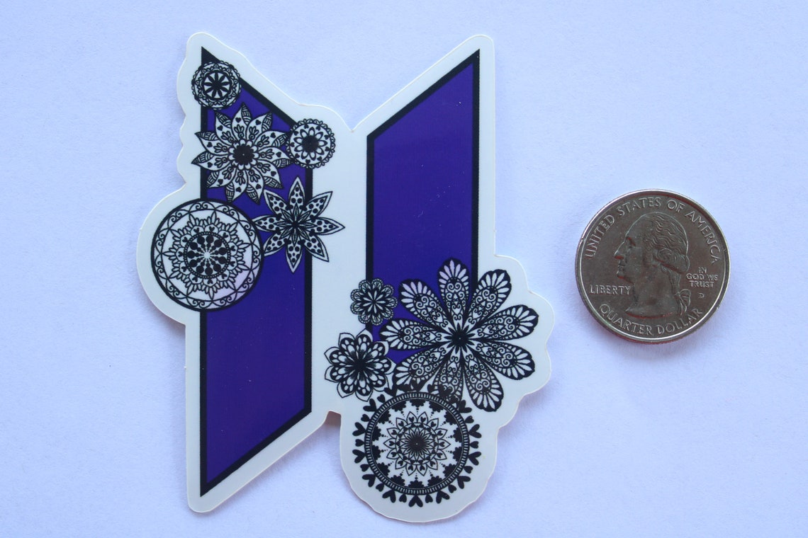 BTS logo sticker with mandala designs purple weather proof | Etsy