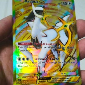Cartão de aplicativo de bolso Pokémon TCG - Arceus Golden Crown Full Art Réplica personalizada Triumphant Light