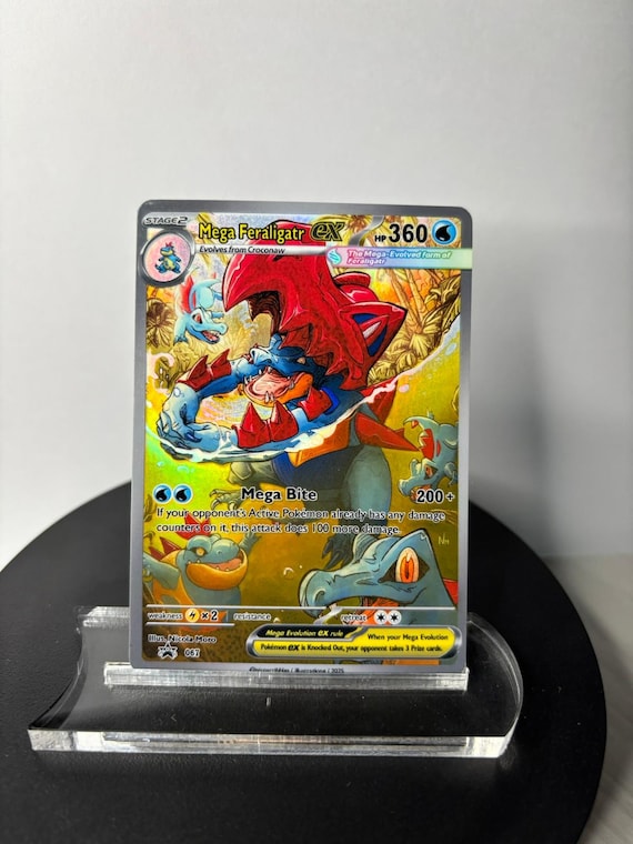 Mega Feraligatr Ex Full Art Pokémon TCG Custom Card Rainbow Holo