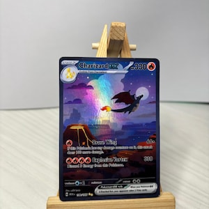Charizard EX 151 Versione Sfondo notte Custom Carta Pokémon TCG effetto Olografico arcobaleno