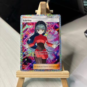 Réplique complète de la carte Pokémon Sabrina (faite à la main, voir la vidéo) Effet étoiles arc-en-ciel