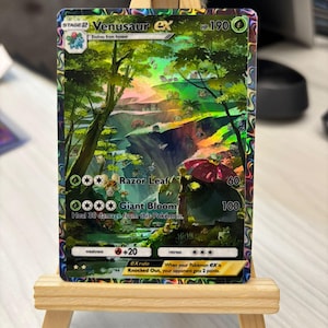 Venusaur Ex Pokémon Card Game Style TCG Pocket, effet arc-en-ciel holographique fait à la main