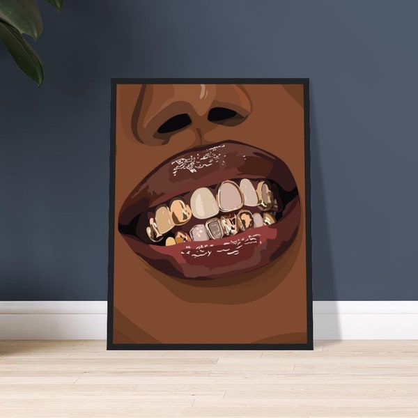 Gold Grills | Black Printable Art Poster | Wall Decor | Black Men Art Print | Black Woman Art | Home Decor  | Digital Download