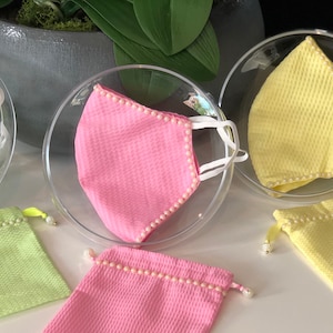 Elegante Gesichtsmaske mit passenden Tasche, Abendkleidung / Tagsüber tragen, 100 % Premium-Baumwolle, voll gefüttert, langlebig, maschinell waschbar, wiederverwendbar,