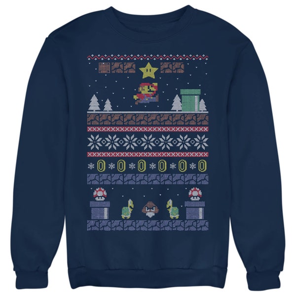 Mario Christmas Jumper Fun Gaming Holiday Sweater Adults & Kids Gift Present