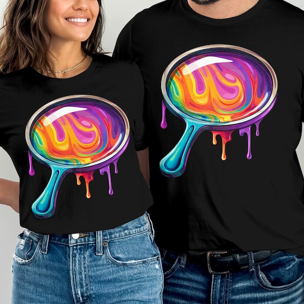 Colorful Psychedelic Drip Paint T-Shirt, Vibrant Art Tee, Urban Chic Fashion, Unique Abstract Design Top, Street Style Shirt