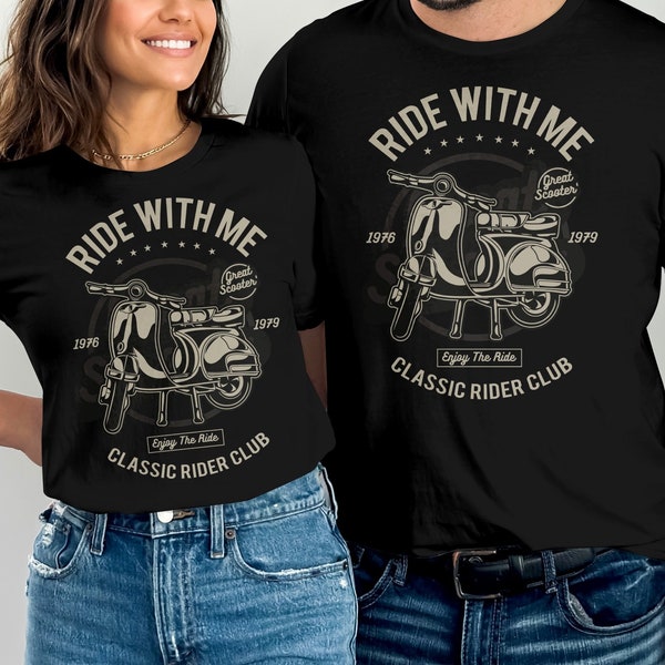 Vintage Scooter T-Shirt, Classic Rider Club Tee, Enjoy The Ride Graphic, 1970s Retro Motorcycle Shirt, Unisex Apparel Gift