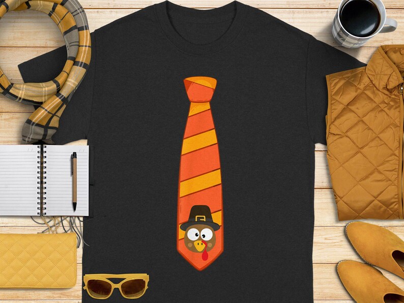 Funny Thanksgiving Turkey Tie, Hilarious Holiday Accessory, Pilgrim Hat