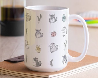 Watercolor Chinchilla Pattern Ceramic Mug