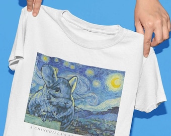 A Chinchilla's Starry Night | Unisex T-Shirt for Art Lovers and Chinchilla Lovers!