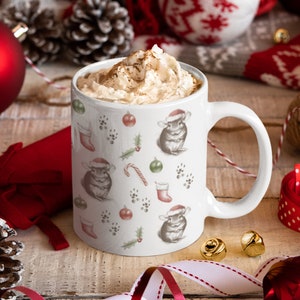Christmas Chinchilla Illustration | Unique mug for Chinchilla Lovers!