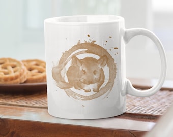 11 Oz Chinchilla Coffee Ring Painting Coffee Mug | Chinchilla Lovers and Coffee Addicts! (Front Facing)