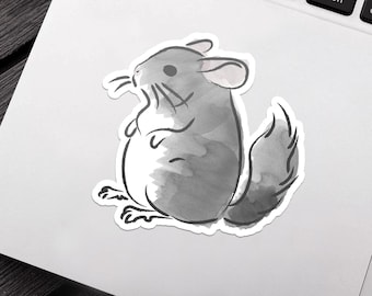 Cute Watercolor Chinchilla Vinyl Sticker | Standard Grey Chinchilla