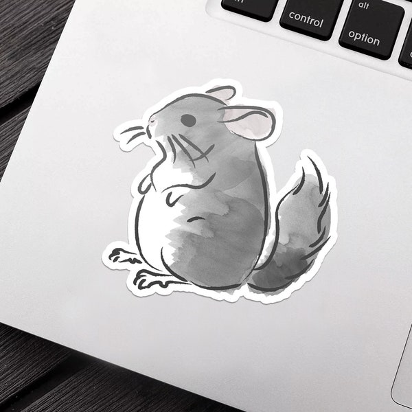 Cute Watercolor Chinchilla Vinyl Sticker | Standard Grey Chinchilla