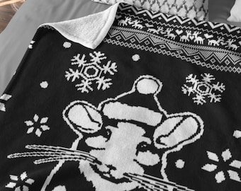 Chinchilla Christmas Throw Blanket with One Chin