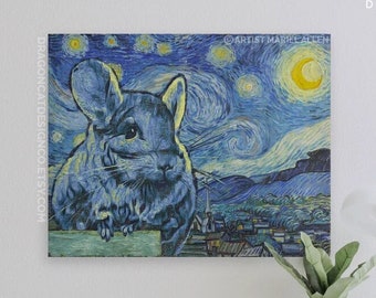 A Chinchilla&#39;s Starry Night | Van Gogh Parody Poster Art Print