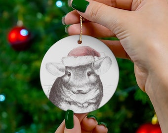 Artsy Chinchilla Porcelain Christmas Ornaments