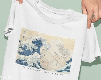 The Great Chinchilla Tsunami | Unisex T-Shirt for Art Lovers and Chinchilla Lovers!