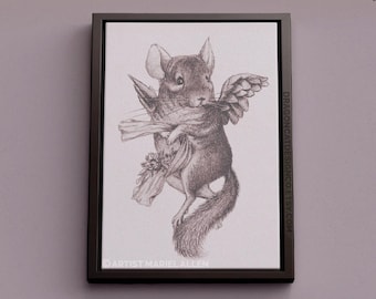 Angelic Chinchilla Cherub Illustration | Framed Premium Gallery Wrap Canvas