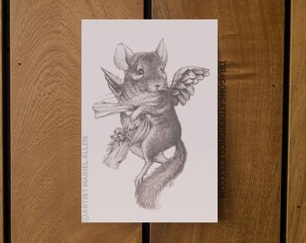 Angelic Chinchilla Cherub Illustration Standard Postcard